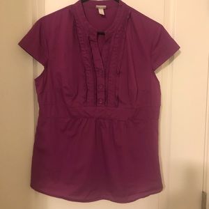 Purple Ruffled Cotton Blouse